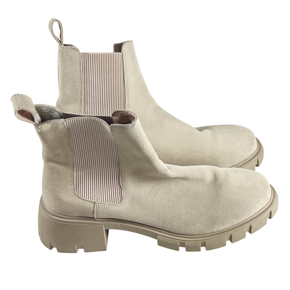 Steve Madden Hola Tan Suede Lug Sole Boots Size 12 Preppy Gorpcore Quiet. Luxury - Picture 3 of 7